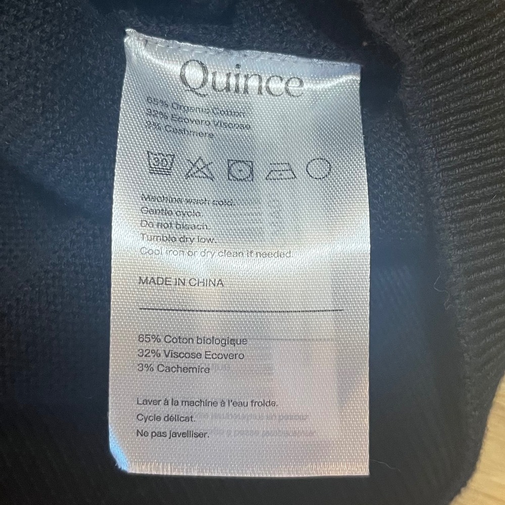 Quince Organic Cotton Cashmere Batwing Sweater Women XL Black Quiet Luxury - Picture 8 of 9